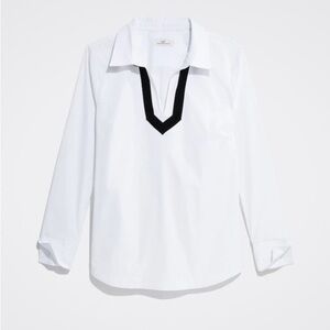 Vineyard Vines White Popover Top with Navy Trim new with tags large